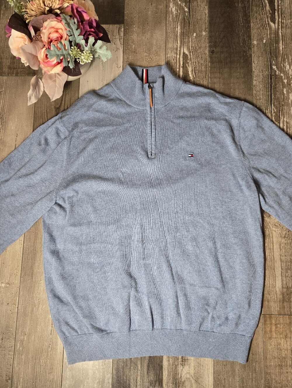 Tommy Hilfiger Men’s XXL Light Blue Quarter‑Zip Sweater - Picture 9 of 16